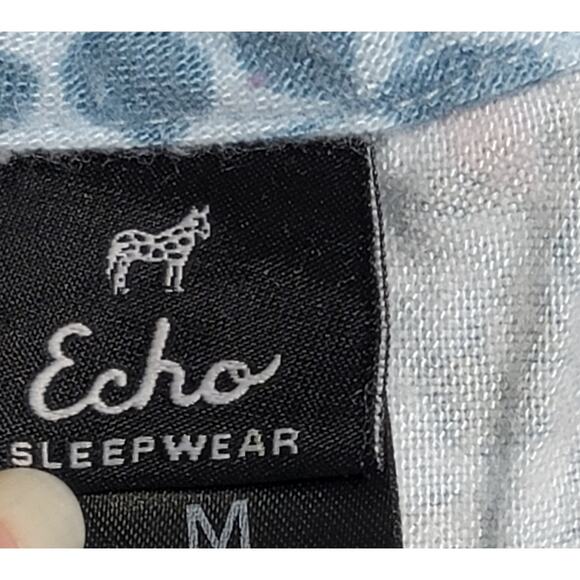 Echo Light Blue Owl Print Spaghetti Strap Sleepwear Medium Lightweight Soft - Picture 3 of 5